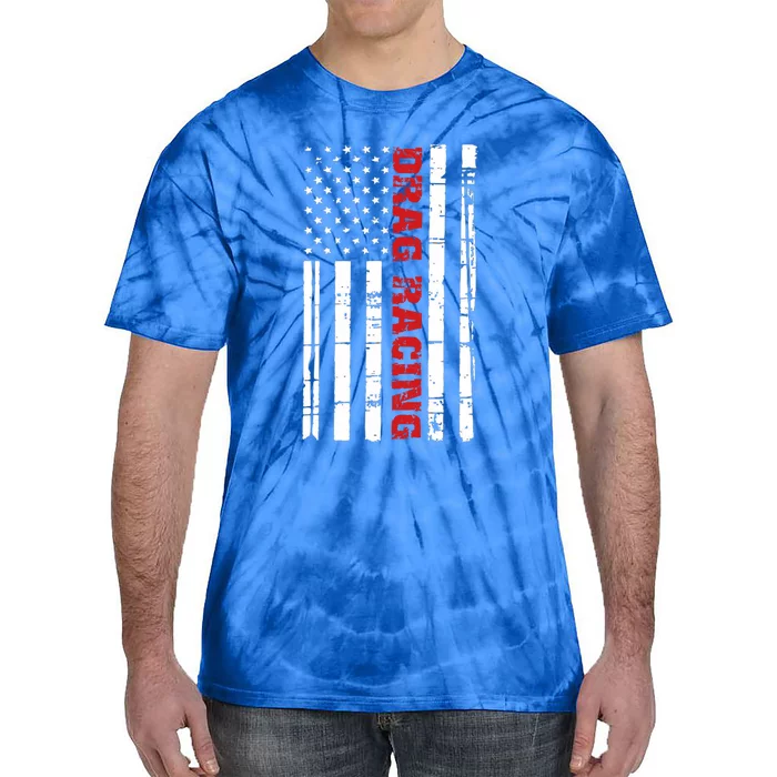 Drag Racing Flag Gift Street Drag Outlaws American Gift Tie-Dye T-Shirt