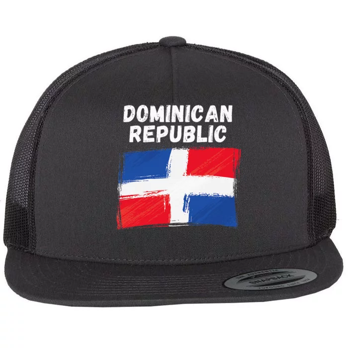 Dominican Republic Flag Vintage Grunge Dominican Flag Flat Bill Trucker Hat