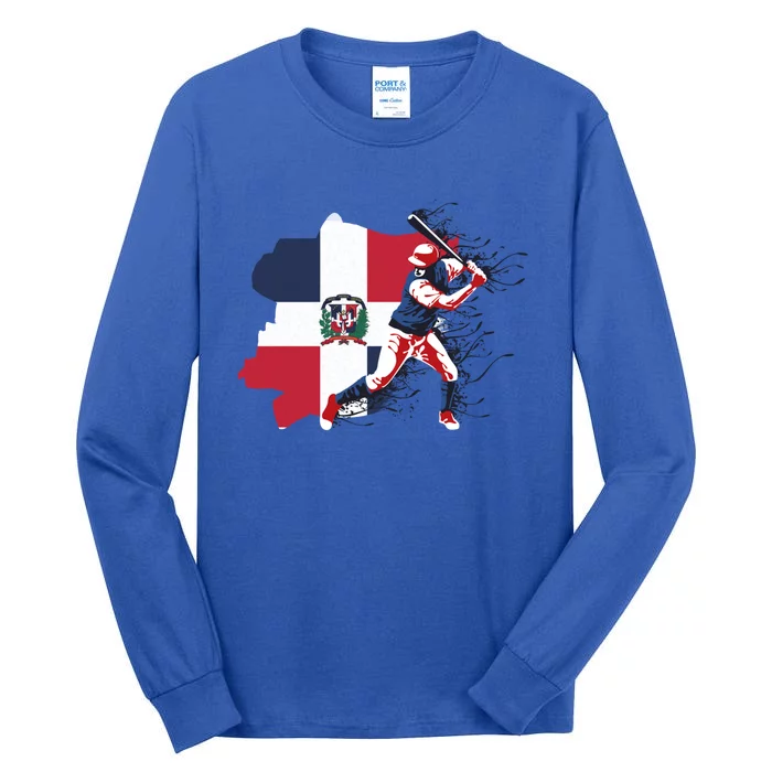 Dominican Republic Flag Cool Gift Baseball Player Sports Gift Tall Long Sleeve T-Shirt