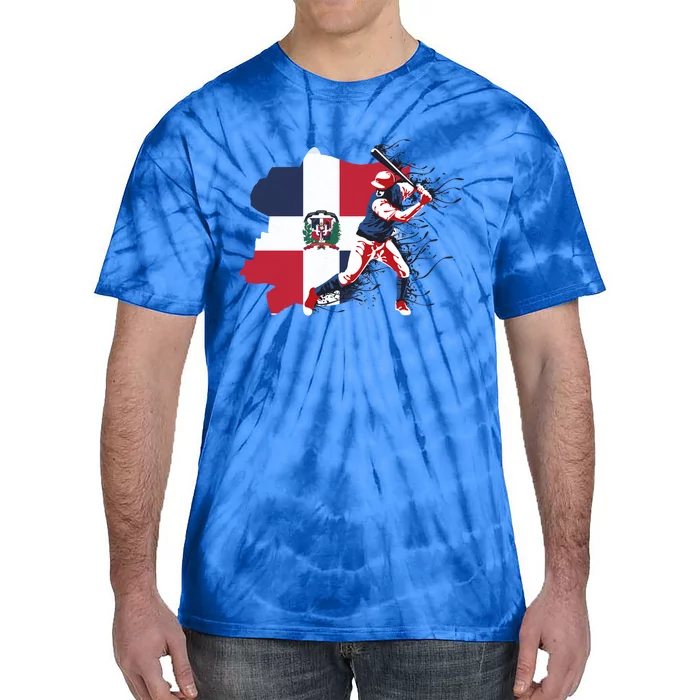 Dominican Republic Flag Cool Gift Baseball Player Sports Gift Tie-Dye T-Shirt