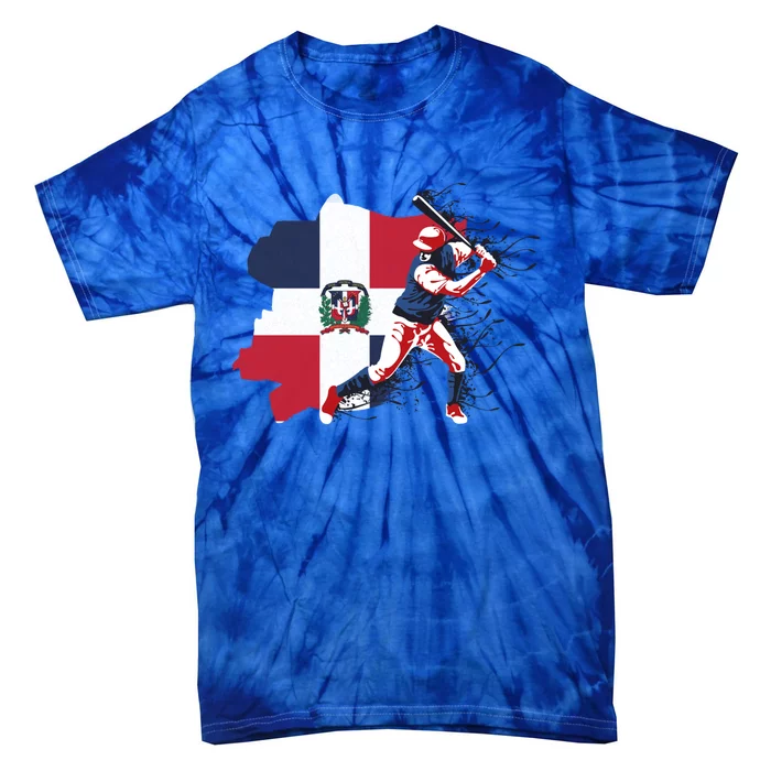 Dominican Republic Flag Cool Gift Baseball Player Sports Gift Tie-Dye T-Shirt