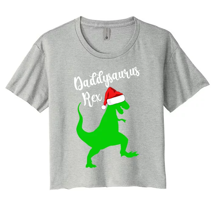 Daddysaurus Rex Funny Dinosaur Christmas Pajamas Gift Women's Crop Top Tee