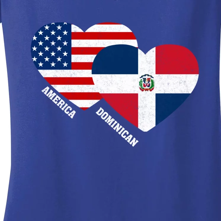 Dominican Republic Flag Great Gift Half Dominican American Pride Gift Women's V-Neck T-Shirt