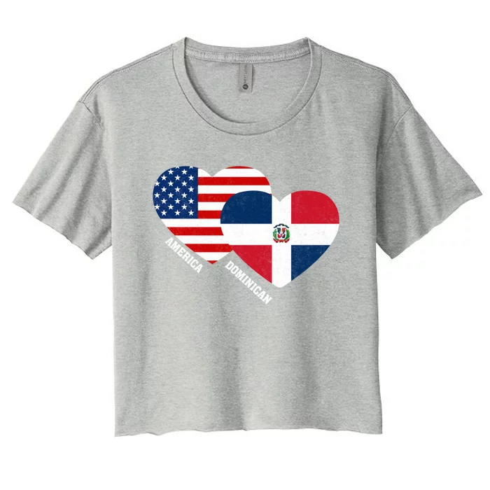 Dominican Republic Flag Great Gift Half Dominican American Pride Gift Women's Crop Top Tee