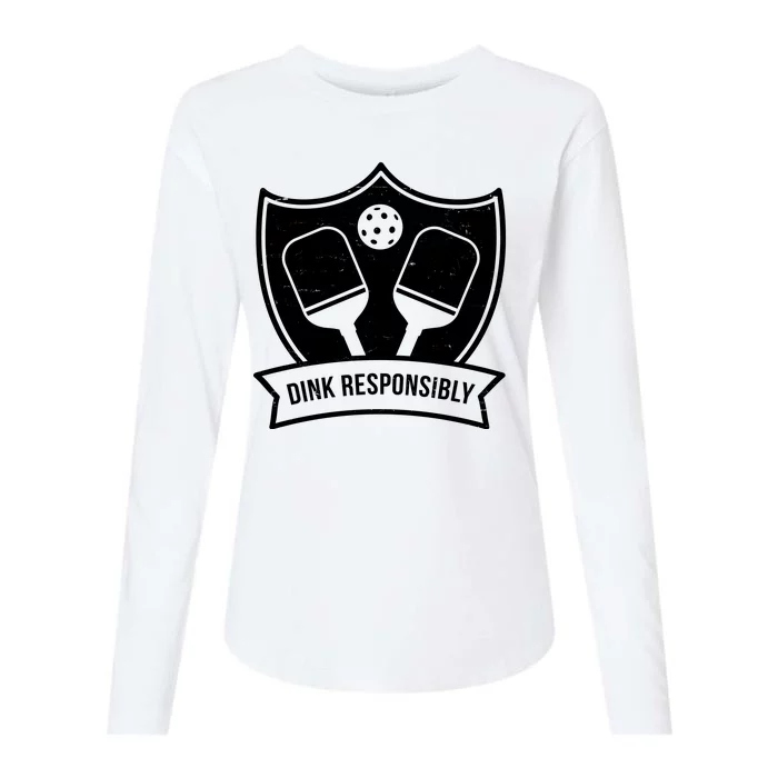 Dink Responsibly Funny Pickleball Womens Cotton Relaxed Long Sleeve T-Shirt