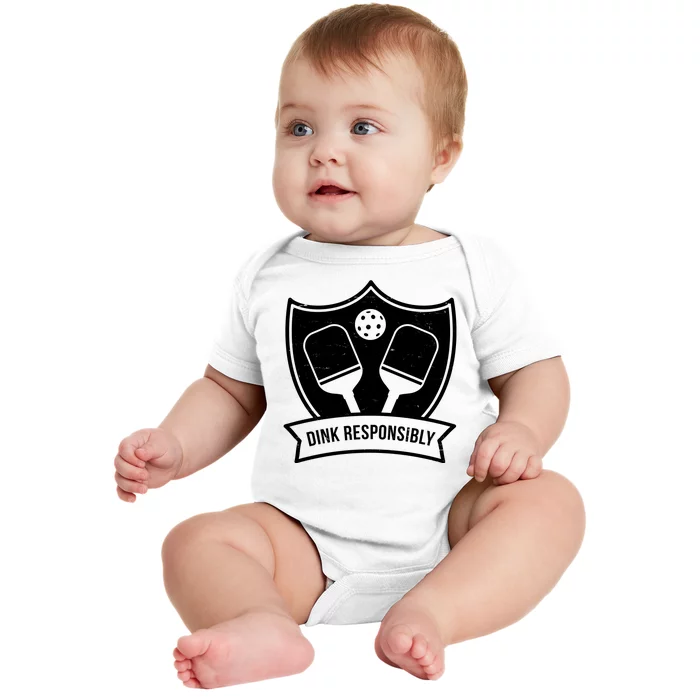 Dink Responsibly Funny Pickleball Baby Bodysuit