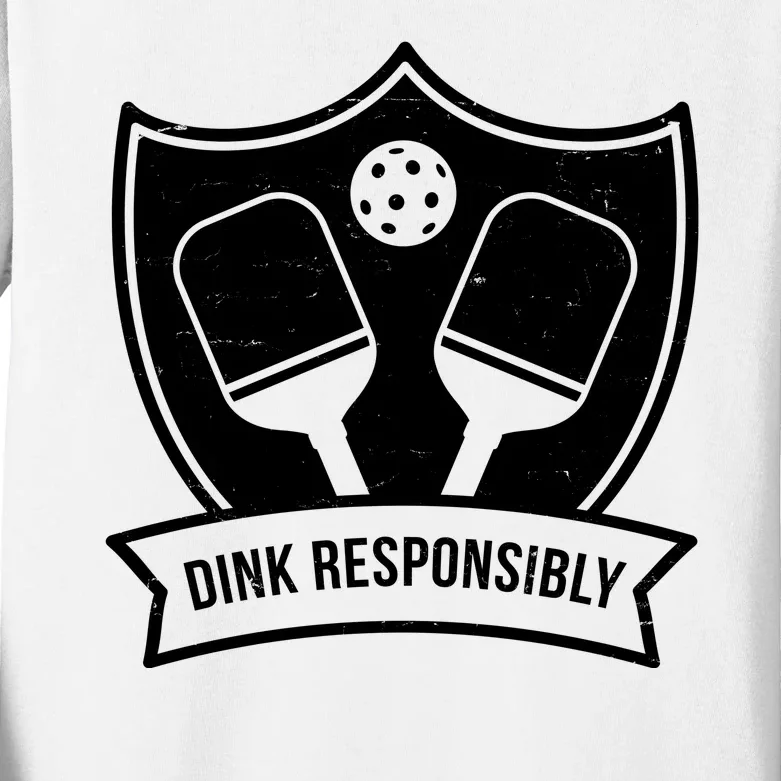 Dink Responsibly Funny Pickleball Kids Long Sleeve Shirt