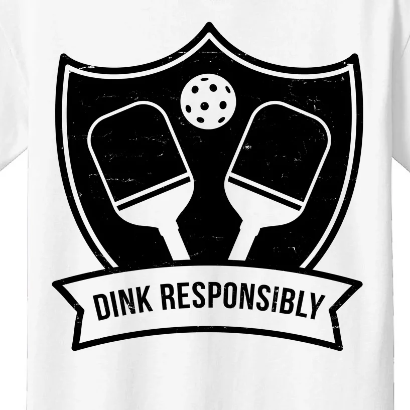 Dink Responsibly Funny Pickleball Kids T-Shirt