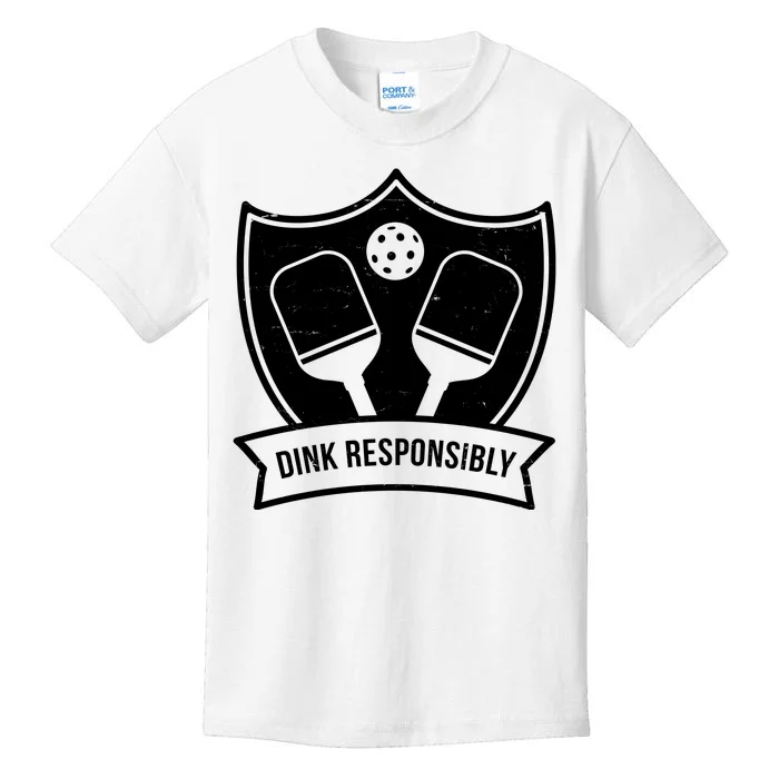 Dink Responsibly Funny Pickleball Kids T-Shirt