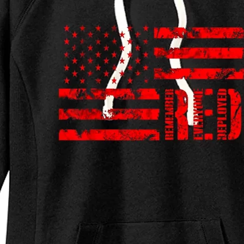 Distressed R.E.D. Friday Remember Everyone Deployed Women's Fleece Hoodie