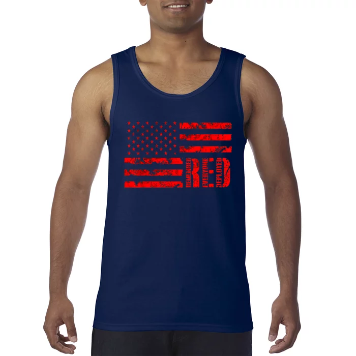 Distressed R.E.D. Friday Remember Everyone Deployed Tank Top