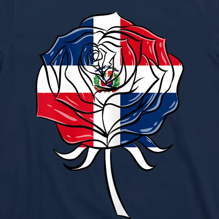 Dominican Republic Flag Rose Dominican Women T-Shirt