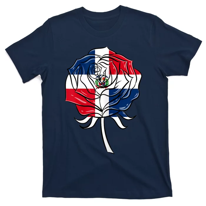 Dominican Republic Flag Rose Dominican Women T-Shirt