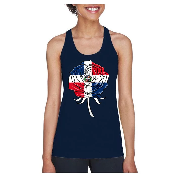 Dominican Republic Flag Rose Dominican Women Women's Racerback Tank