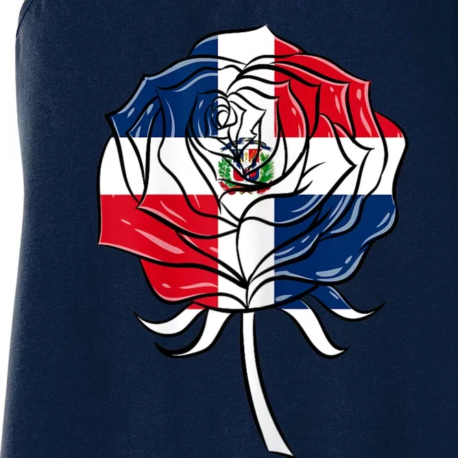 Dominican Republic Flag Rose Dominican Women Women's Racerback Tank