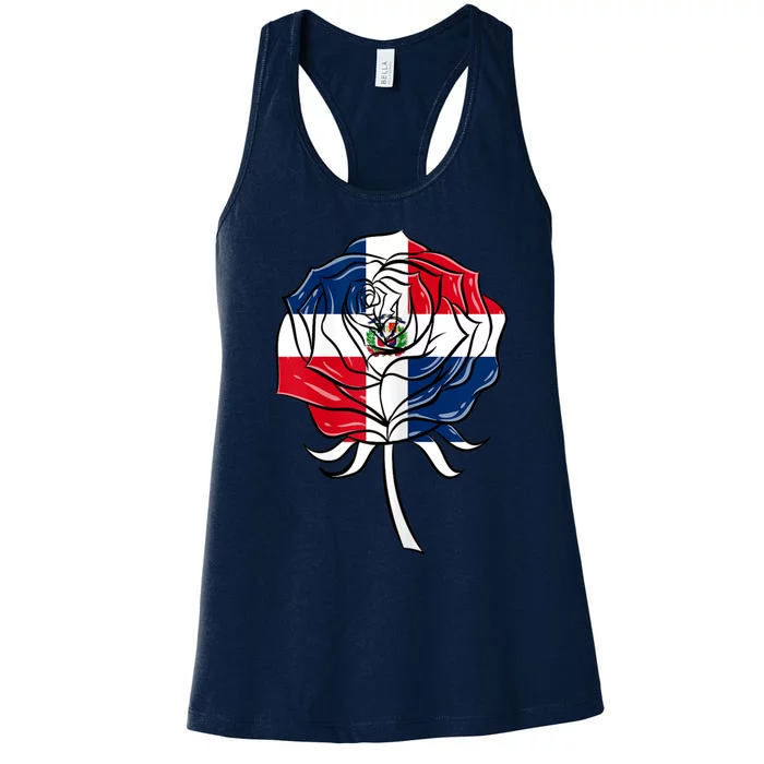 Dominican Republic Flag Rose Dominican Women Women's Racerback Tank