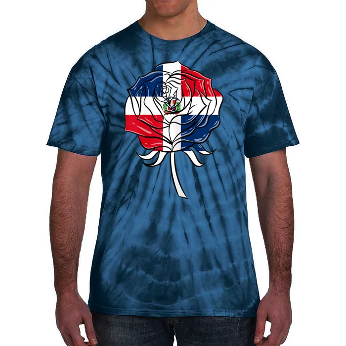 Dominican Republic Flag Rose Dominican Women Tie-Dye T-Shirt