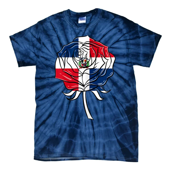 Dominican Republic Flag Rose Dominican Women Tie-Dye T-Shirt