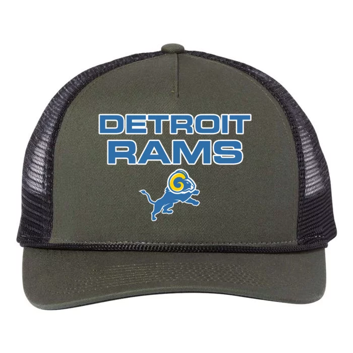 Detroit Rams Funny Retro Rope Trucker Hat Cap