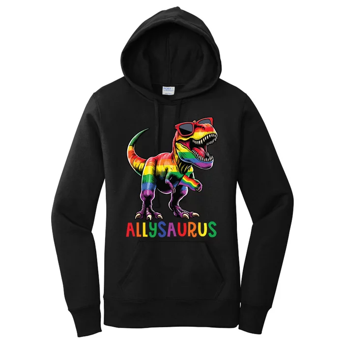 Dinosaur Rainbow Flag Ally Lgbt Allysaurus Lgbt Pride Women's Pullover Hoodie