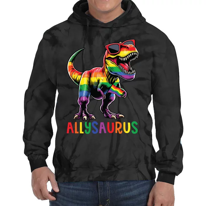 Dinosaur Rainbow Flag Ally Lgbt Allysaurus Lgbt Pride Tie Dye Hoodie