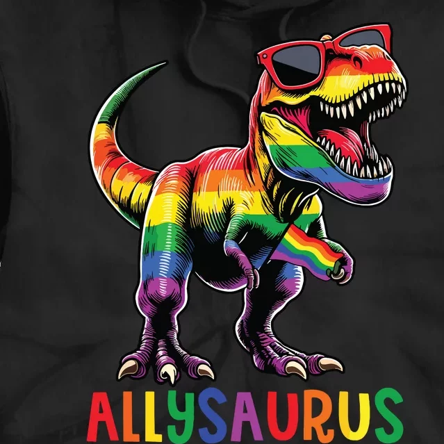 Dinosaur Rainbow Flag Ally Lgbt Allysaurus Lgbt Pride Tie Dye Hoodie