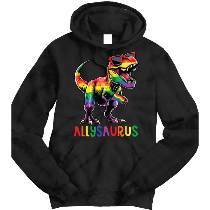 Dinosaur Rainbow Flag Ally Lgbt Allysaurus Lgbt Pride Tie Dye Hoodie