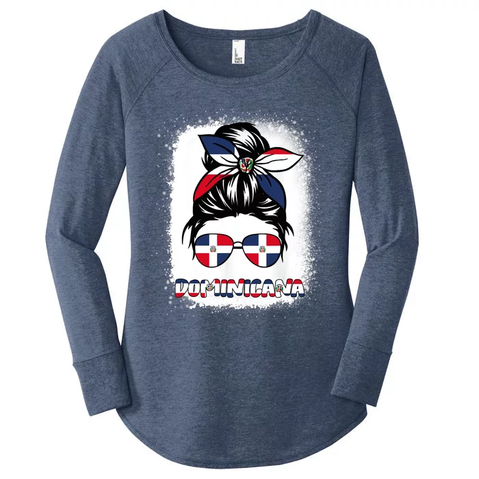 Dominican Republic Flag Wo Messy Bun Dominicana Women's Perfect Tri Tunic Long Sleeve Shirt