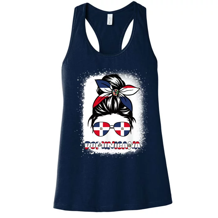 Dominican Republic Flag Wo Messy Bun Dominicana Women's Racerback Tank