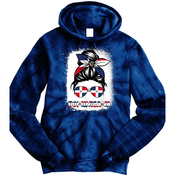 Dominican Republic Flag Wo Messy Bun Dominicana Tie Dye Hoodie