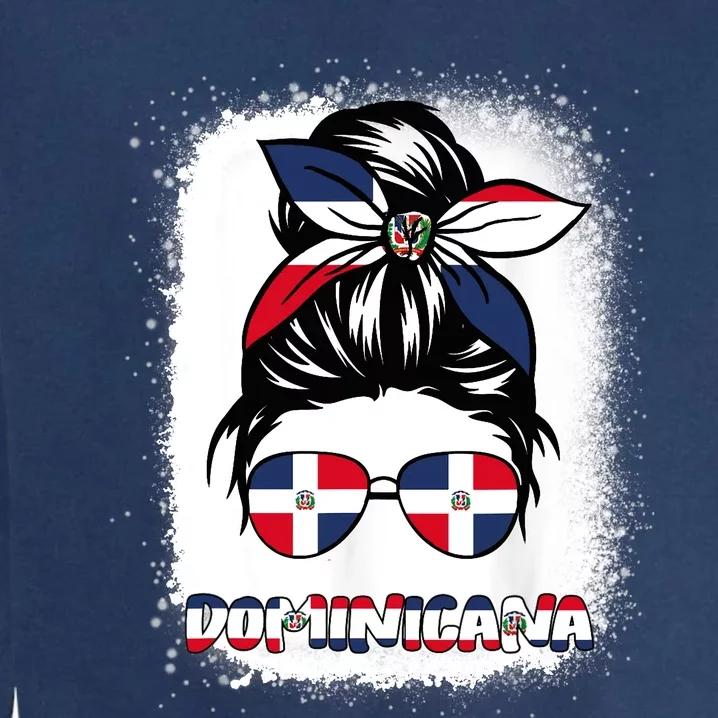 Dominican Republic Flag Wo Messy Bun Dominicana Garment-Dyed Sweatshirt