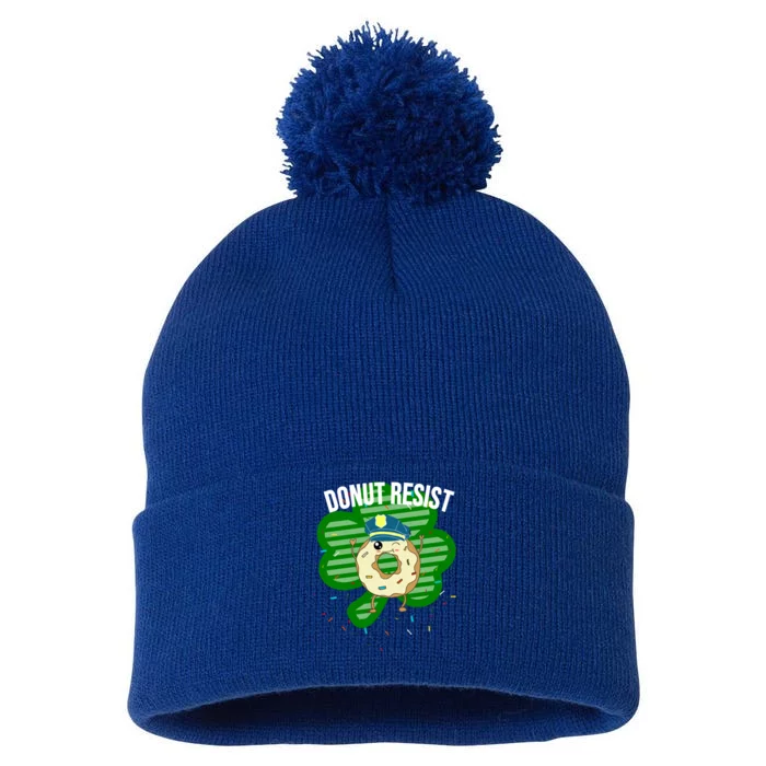 Donut Resist Funny Police Officer Irish St Patricks Day Meme Gift Pom Pom 12in Knit Beanie