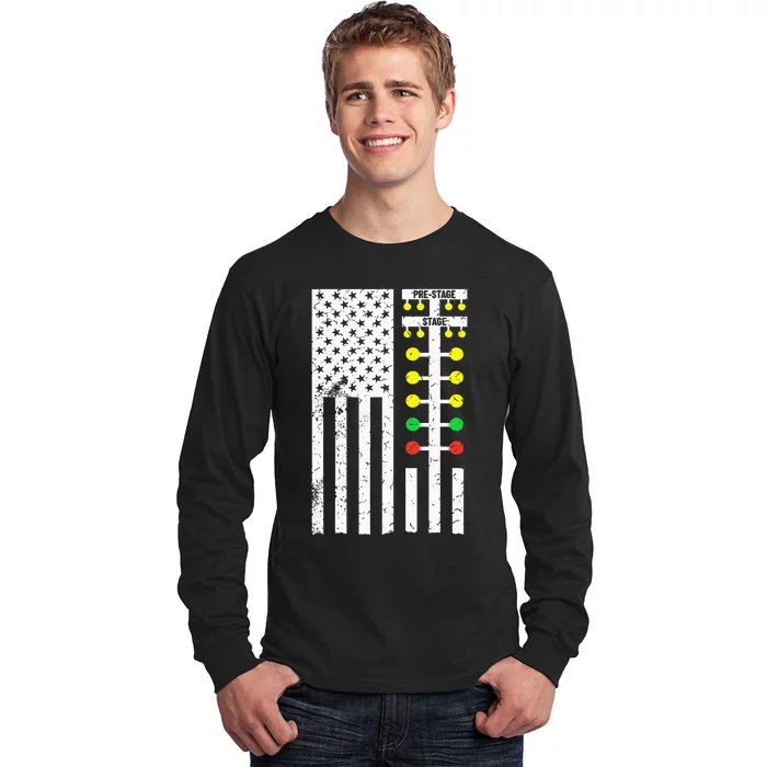 Drag Racing Flag American Drag Race Track Strip Light Tree Long Sleeve Shirt