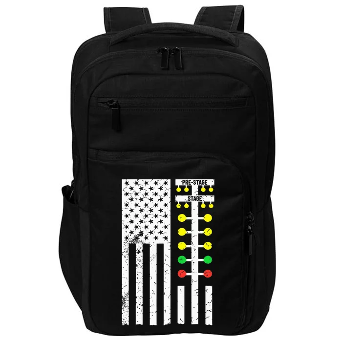 Drag Racing Flag American Drag Race Track Strip Light Tree Impact Tech Backpack