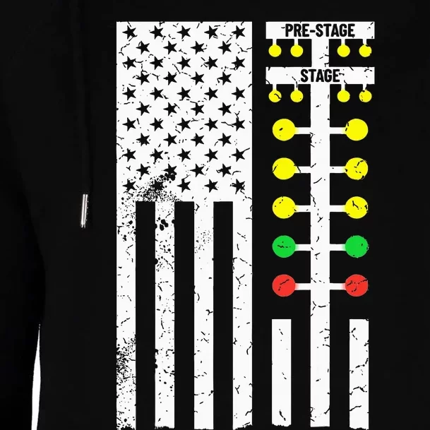 Drag Racing Flag American Drag Race Track Strip Light Tree Womens Funnel Neck Pullover Hood