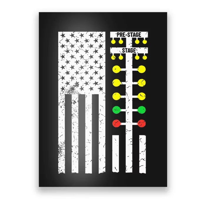 Drag Racing Flag American Drag Race Track Strip Light Tree Poster