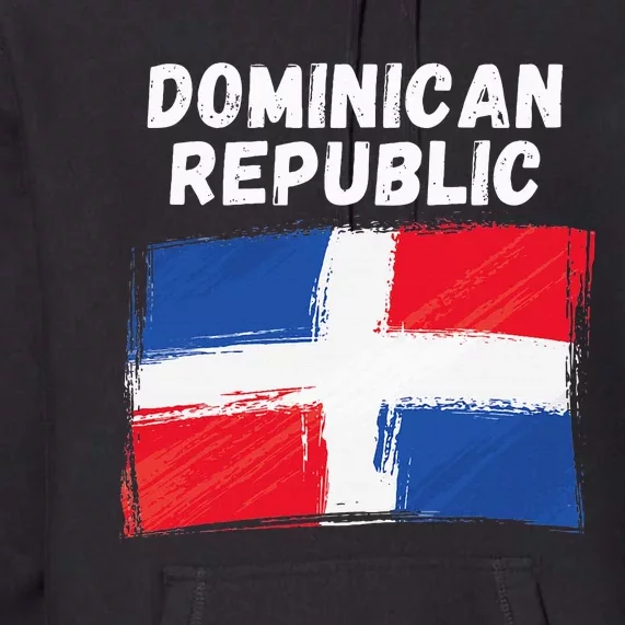 Dominican Republic Flag Retro Distressed Flag Premium Hoodie