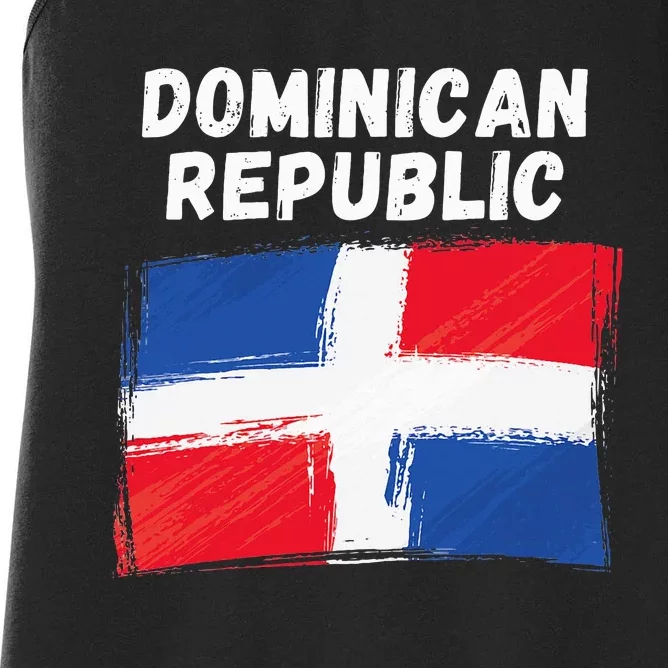 Dominican Republic Flag Retro Distressed Flag Women's Racerback Tank