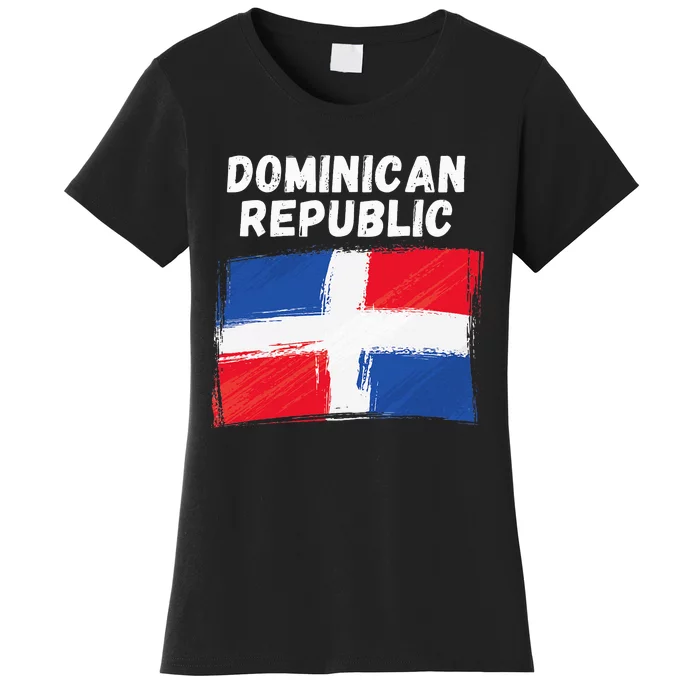 Dominican Republic Flag Retro Distressed Flag Women's T-Shirt