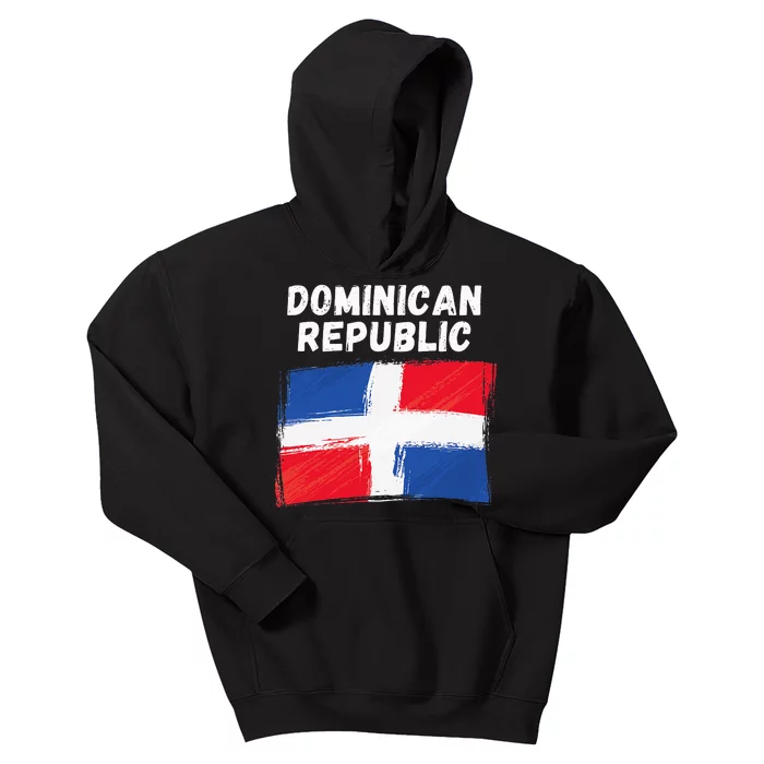 Dominican Republic Flag Retro Distressed Flag Kids Hoodie