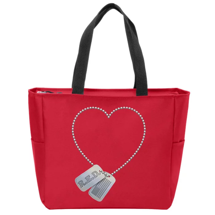 Distressed R.E.D. Friday Remember Everyone Deployed Zip Tote Bag