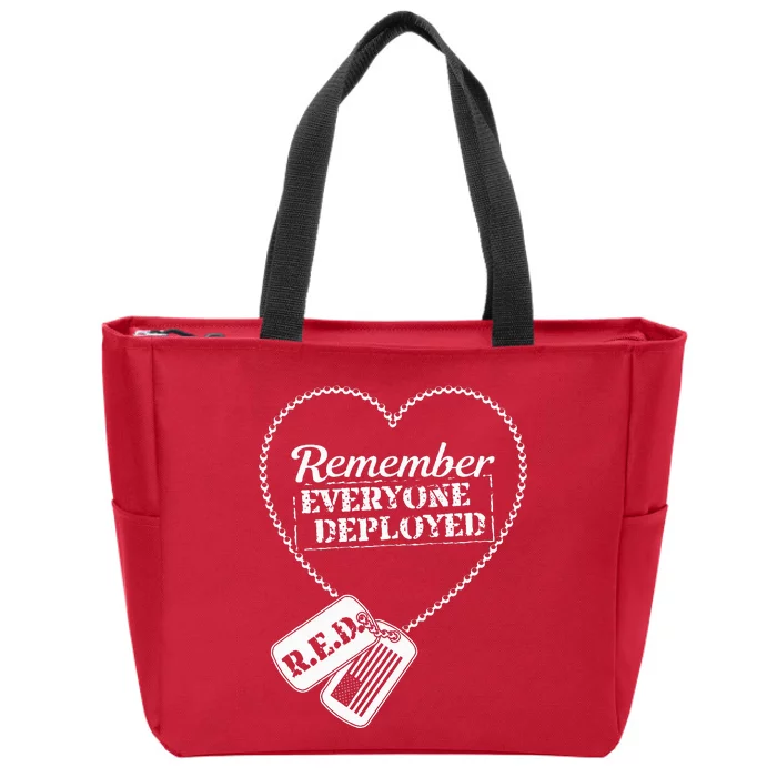 Distressed R.E.D. Friday Remember Everyone Deployed Zip Tote Bag