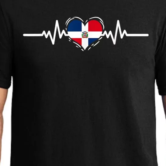 Dominican Republic Flag Heartbeat Dominican Roots Pajama Set