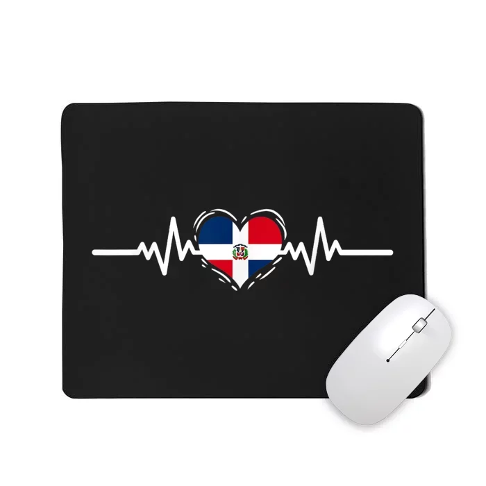 Dominican Republic Flag Heartbeat Dominican Roots Mousepad