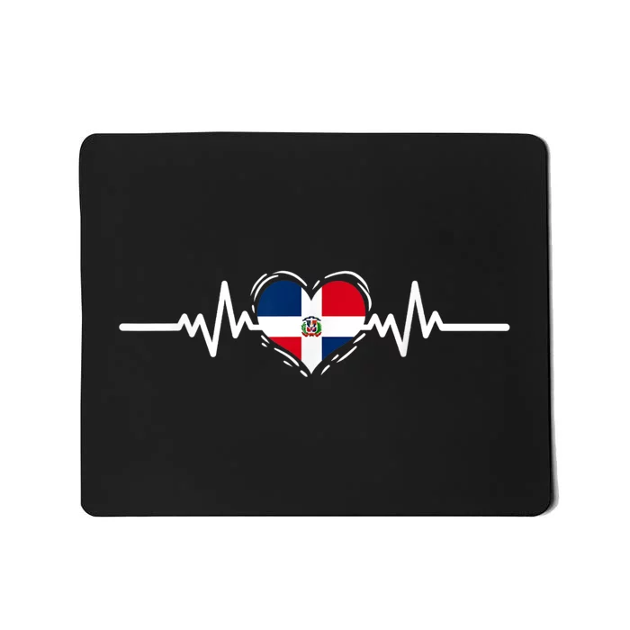 Dominican Republic Flag Heartbeat Dominican Roots Mousepad