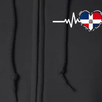 Dominican Republic Flag Heartbeat Dominican Roots Full Zip Hoodie