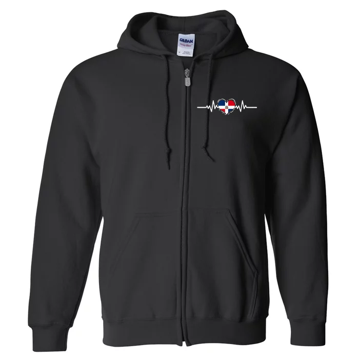 Dominican Republic Flag Heartbeat Dominican Roots Full Zip Hoodie