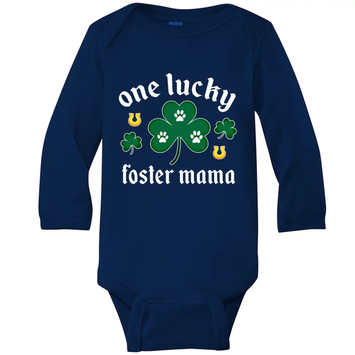 Dog Rescue Foster Mom St Patrick's Day Irish Shamrock Meaningful Gift Baby Long Sleeve Bodysuit