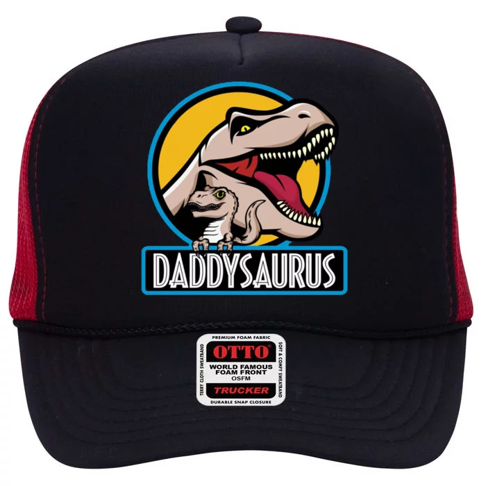 Daddysaurus Rex Fathers Day High Crown Mesh Trucker Hat