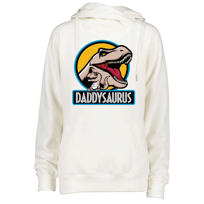 Daddysaurus Rex Fathers Day Womens Funnel Neck Pullover Hood